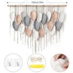 Alynsehom Large Boho Macrame Wall Hanging - Handmade Leaf Feather Tapestry for Stylish Home Decor (39" W X 29.5" L) - Image 3