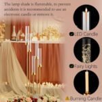 Fullvaseer 5-Arm Gold Candelabra Set of 4 with Acrylic Lampshade for Weddings, Birthdays, and Home Decor, 39.4'' Candle Holders for LED Taper Candles. - Image 5