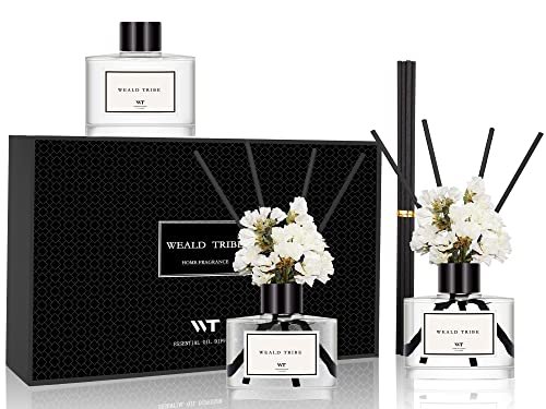 51e8MhGWkcL._SL500_.jpg WEALD TRIBE Reed Diffuser Set of 3: Fresh Linen, Ocean, Eucalyptus & Mint Scented Home Fragrance - Image 2