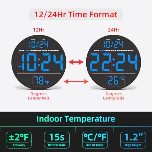 51ebaw62ifL._SL500_.jpg Large LED Digital Wall Clock with Date, Temperature & Auto-Brightness | Modern Plug-In Clock for Home & Office - Image 5