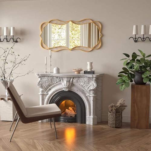 51eiADzP5YL._SL500_.jpg Besdomus Gold Wall Mirror: 24"x48" Antique, Versatile Hanging for Living Room, Entryway, or Hallway. - Image 2