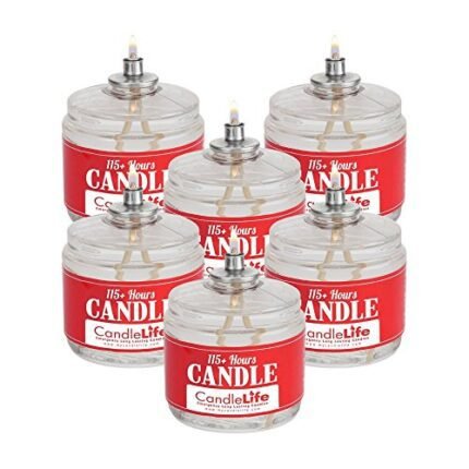 Candlelife 115-Hour Emergency Survival Candles - Long Burning, Unscented, Clean Burning Liquid Paraffin (Set of 6) for Blackouts, Camping, Fishing & Survival.