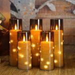 Eebuss Flameless Candles Set of 7 (Grey) with Star String, Battery Operated LED, Timer & Remote for Ambiance Decor. - Image 6