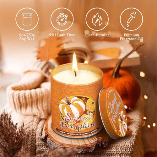 51gVcOBr1qL._SL500_.jpg Lanpn Fall Scented Candles Gift Set: 4-Pack 36oz Soy Candles - Autumn Pumpkin Aromatherapy for Home Decor. - Image 3