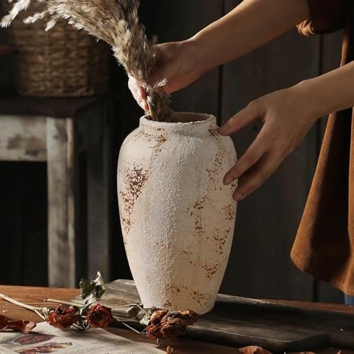 51grm5i9-2L._SL500_.jpg Prettidecor 9.5" Rustic Ceramic Vase for Home Decor, Living Room, Shelf, Mantel, and Office Flowers. - Image 2