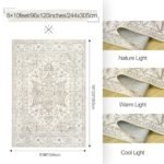Befbee 8x10 Beige Area Rug: Washable, Stain-Resistant Vintage Design for Living & Dining Rooms. Non-Slip. - Image 2