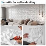 Art3d 33-Pack 3D Wall Panels, 12x12 inch White Diamond Design for Modern Gaming Room Decor. - Image 5