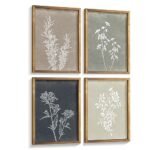 Framed Boho Wall Art Set of 4 for Wooded Minimalist Botanical Print Wall Art for Rustic Vintage Farmhouse Home Kitchen Wall Decor (Brown, 12x16)
