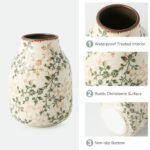 Green and Beige Vintage Chinoiserie Floral Vase - Rustic 7.8 Inch Ceramic Decor for Home, Office, and Grand Millennial Style. - Image 5