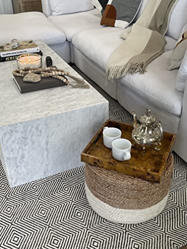 51jT2UG6blL._SL500_.jpg S&L Homes Jute Braided Pouf Ottoman - Hand Knitted Boho Footrest for Living Room, Bedroom, Patio (18"x18"x12") - Image 6