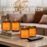 Fall Candles Set - 4 Natural Soy Wax Candles with Autumn Scents: Hellofall, Pumpkin Spice, Apple Cider & Hot Cocoa. Perfect Gift! - Image 9