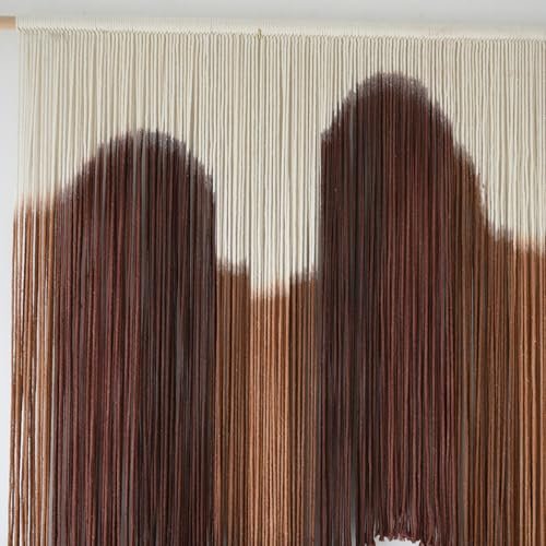 51n-qT4VbKL._SL500_.jpg IOWER Large Brown Dip-Dyed Macrame Wall Hanging - Handmade Boho Fiber Art for Bedroom & Living Room (57"W x 39"L) - Image 6