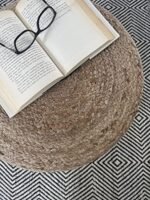 S&L Homes Jute Braided Pouf Ottoman - Hand Knitted Boho Footrest for Living Room, Bedroom, Patio (18"x18"x12") - Image 7