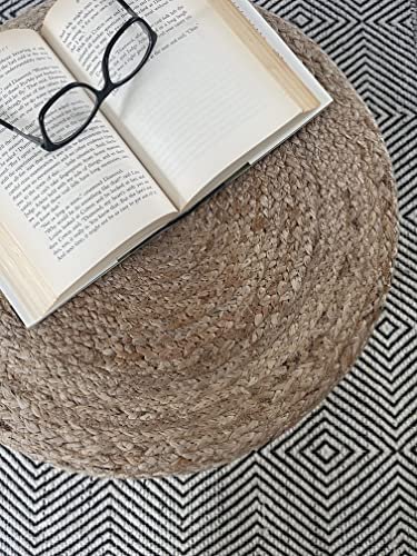51n1QQcaE3L._SL500_.jpg S&L Homes Jute Braided Pouf Ottoman - Hand Knitted Boho Footrest for Living Room, Bedroom, Patio (18"x18"x12") - Image 7