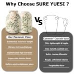 Green and Beige Vintage Chinoiserie Floral Vase - Rustic 7.8 Inch Ceramic Decor for Home, Office, and Grand Millennial Style. - Image 4