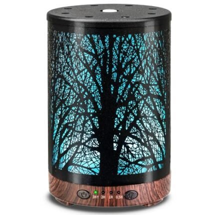 JOYOLO Essential Oil Diffuser 120ML Metal Aromatherapy Diffuser, Cool Mist Humidifier with Auto Shut-Off Protection 7 Color Lights for Home Office Spa (Tree)