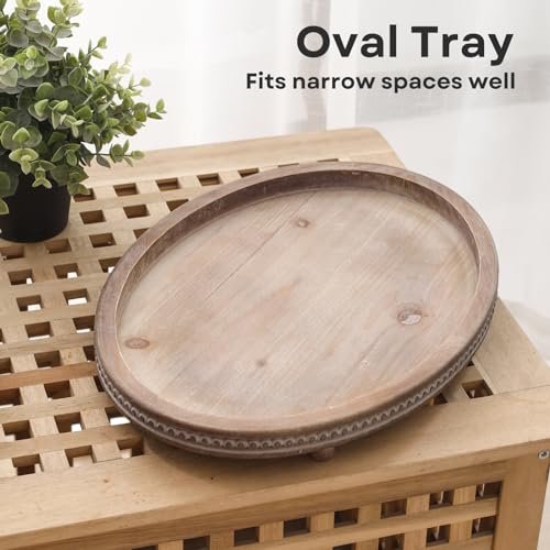 51nyAJn1sxL._SL500_.jpg FESTWIND Oval Wooden Decorative Tray for Coffee Table, Kitchen, Entryway - Small Beaded Holiday Decor - Image 3
