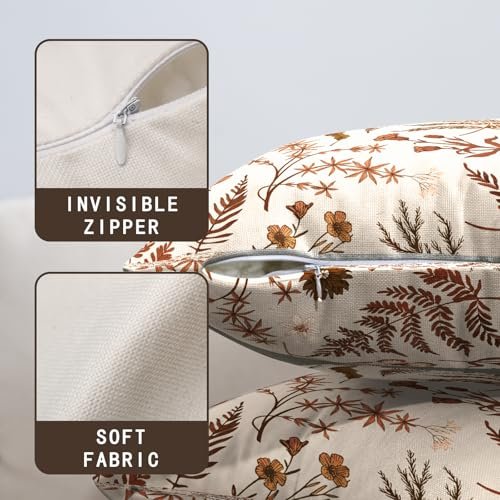 51orQ-jVRfL._SL500_.jpg Burnt Orange Floral Pillow Covers, 20x20 Set of 2 – Autumn Wildflower Rustic Cushions for Fall Decor. - Image 6