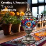 Marrakech Turkish Table Lamp with Bronze Base, Handmade Mosaic Glass, LED Bulb - Perfect for Living Room or Bedroom Decor. - Image 2