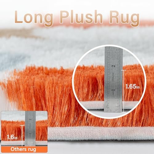 51rENLgDSYL._SL500_.jpg PureCozy 8x10 Checkered Rainbow Shag Rug – Washable, Non-Slip, Super Soft Carpet for Living Room & Bedroom Décor. - Image 2