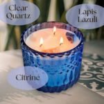 14oz Healing Crystal Candle with Citrine, Lapis Lazuli, Clear Quartz for Optimism & Abundance. - Image 3