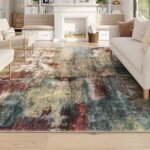 Lahome Modern Abstract 9x12 Area Rug: Washable, Low-Pile, Non-Slip Red Carpet for Bedroom & Dining Room Decor. - Image 7