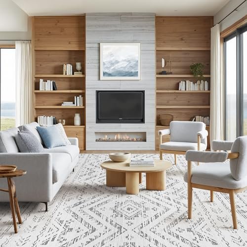 51sL3NsJVyL._SL500_.jpg Miukiki 8x10 Moroccan Area Rug: Washable, Non-Slip, Soft Indoor Carpet for Living Room, Bedroom, Dining Room (Grey) - Image 7
