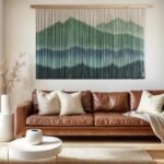 Colorful Boho Macrame Wall Hanging Tapestry - Large Dip-Dyed Fiber Mountain Decor for Living Room (Green) - Image 3