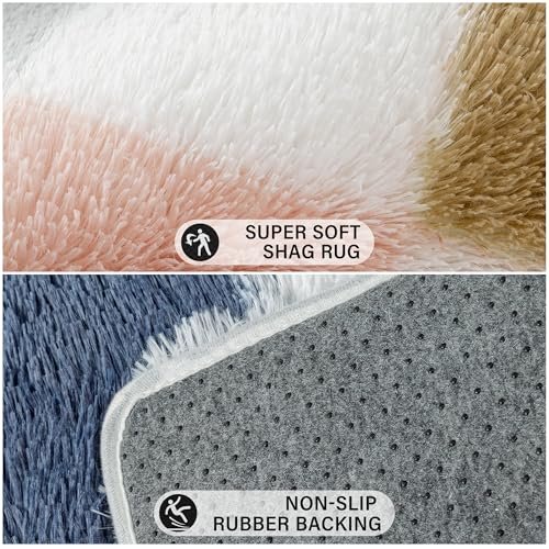 51tHTD-RjoL._SL500_.jpg PureCozy 8x10 Checkered Rainbow Shag Rug – Washable, Non-Slip, Super Soft Carpet for Living Room & Bedroom Décor. - Image 7