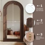 ZHUNFA 71x32 Arched Full-Length Mirror with Solid Wood Frame for Bedroom & Living Room, Brown Finish. - Image 2