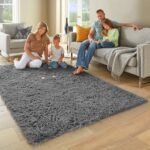 Ophanie Non-Slip Grey Shag Area Rug for Living Room & Bedroom - 4x6 Fluffy Plush Carpet for Kids & Home Decor - Image 2