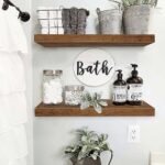 QEEIG 24-Inch Floating Wall Shelves Set of 2 - Rustic Brown Farmhouse Decor for Bathroom, Bedroom, or Living Room - Image 2