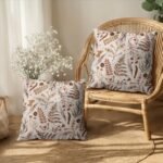 Burnt Orange Floral Pillow Covers, 20x20 Set of 2 – Autumn Wildflower Rustic Cushions for Fall Decor. - Image 4
