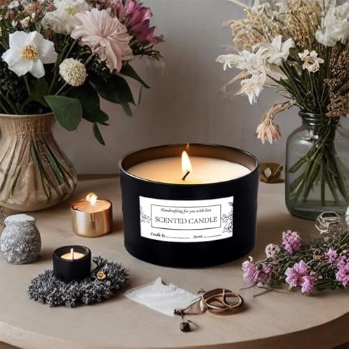 51upL7nYcAL._SL500_.jpg 6-Pack CONNOO 24oz Matte Black Glass Candle Jars with Airtight Bamboo Lids & Wick Kit - Image 2