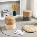 Wimarsbon 2-Pack Seagrass Pouf Ottomans: Handwoven Boho Footstools for Living Room Decor - Image 6