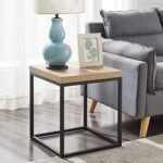 CENSI 18-Inch Natural Oak Accent Table: Modern Industrial Square Side Table in Metal & Wood. - Image 6