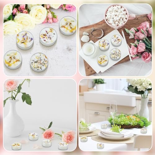 51wII-Q2fdL._SL500_.jpg Honoson 12-Pack Scented Tealights with Dried Flowers – 4 Floral Scents for Weddings & Gifts - Image 3
