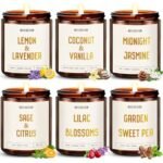6 Pack Candles for Home Scented, 42oz Amber Jar Candles Gifts for Women, 330 Hour Clean Burning Time, Natural Soy Wax and Wicks, Aromatherapy Candles Gift Set for Women, Ideal Holiday Gift