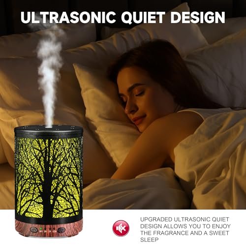 51wiO1GWmQL._SL500_.jpg JOYOLO 120ML Essential Oil Diffuser: Metal Aromatherapy Diffuser with Auto Shut-Off, 7 LED Lights for Home, Office, Spa. - Image 3