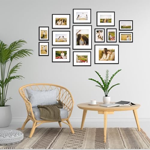 51xOklackVL._SL500_.jpg Giftgarden 14-Pack Black Picture Frames with Mats, Perfect for 11x14, 8x10, and 5x7 Photos. Ideal for Walls or Tabletops. - Image 5