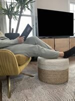 S&L Homes Jute Braided Pouf Ottoman - Hand Knitted Boho Footrest for Living Room, Bedroom, Patio (18"x18"x12") - Image 8