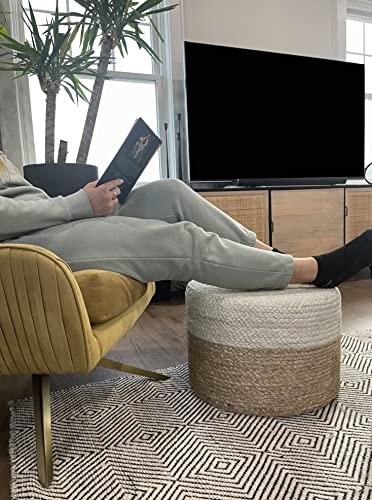 51yA9kJZT-L._SL500_.jpg S&L Homes Jute Braided Pouf Ottoman - Hand Knitted Boho Footrest for Living Room, Bedroom, Patio (18"x18"x12") - Image 8