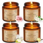 4 Packs Candles for Home Scented, Scented Candles Gifts for Women, Natural Soy Wax Amber Jar Candle, Long Lasting Aromatherapy Candle Gift Set for Birthday Valentine's Day Mother's Day