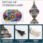 Marrakech Turkish Table Lamp with Bronze Base, Handmade Mosaic Glass, LED Bulb - Perfect for Living Room or Bedroom Decor. - Image 4