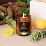 Lemon Eucalyptus Scented Soy Candle in Amber Jar – Perfect Gift for Men & Women, 7oz - Image 2