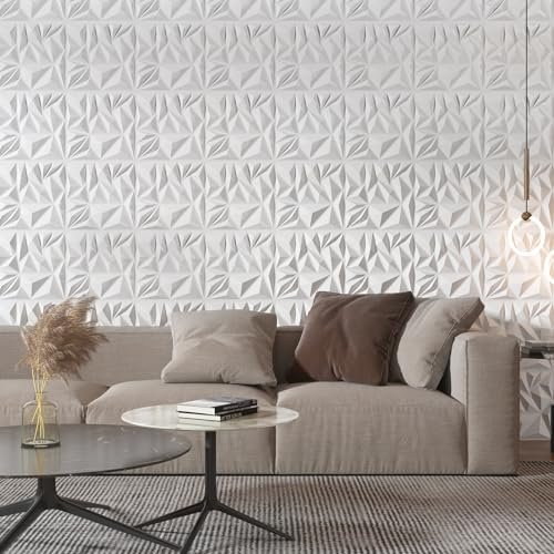 51zP6KL6s-L._SL500_.jpg Art3d 33-Pack 3D Wall Panels, 12x12 inch White Diamond Design for Modern Gaming Room Decor. - Image 7