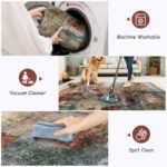 Lahome Modern Abstract 9x12 Area Rug: Washable, Low-Pile, Non-Slip Red Carpet for Bedroom & Dining Room Decor. - Image 3