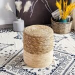 Wimarsbon 2-Pack Seagrass Pouf Ottomans: Handwoven Boho Footstools for Living Room Decor - Image 2