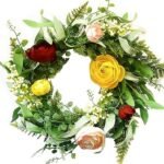 Small Wreath - Rustic Farmhouse Living Room Decor with Wreath Frame & Seasonal Wreaths - Stylish Home Wall Decor for Living Room, Entryway & Kitchen by Foundations Decor, Bright Floral