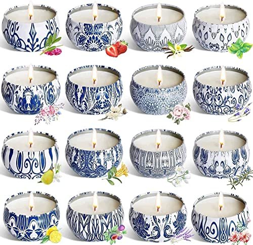 YOROXRG 16-Pack Scented Candle Gift Set: Soy Wax Travel Tins YOROXRG Scented Candles Gifts Set 16 Pack Soy Wax Travel Tin Jar Candles for Home 2.5 OZ for Mom for Christmas, Birthday, Thanksgiving, Mother's Day